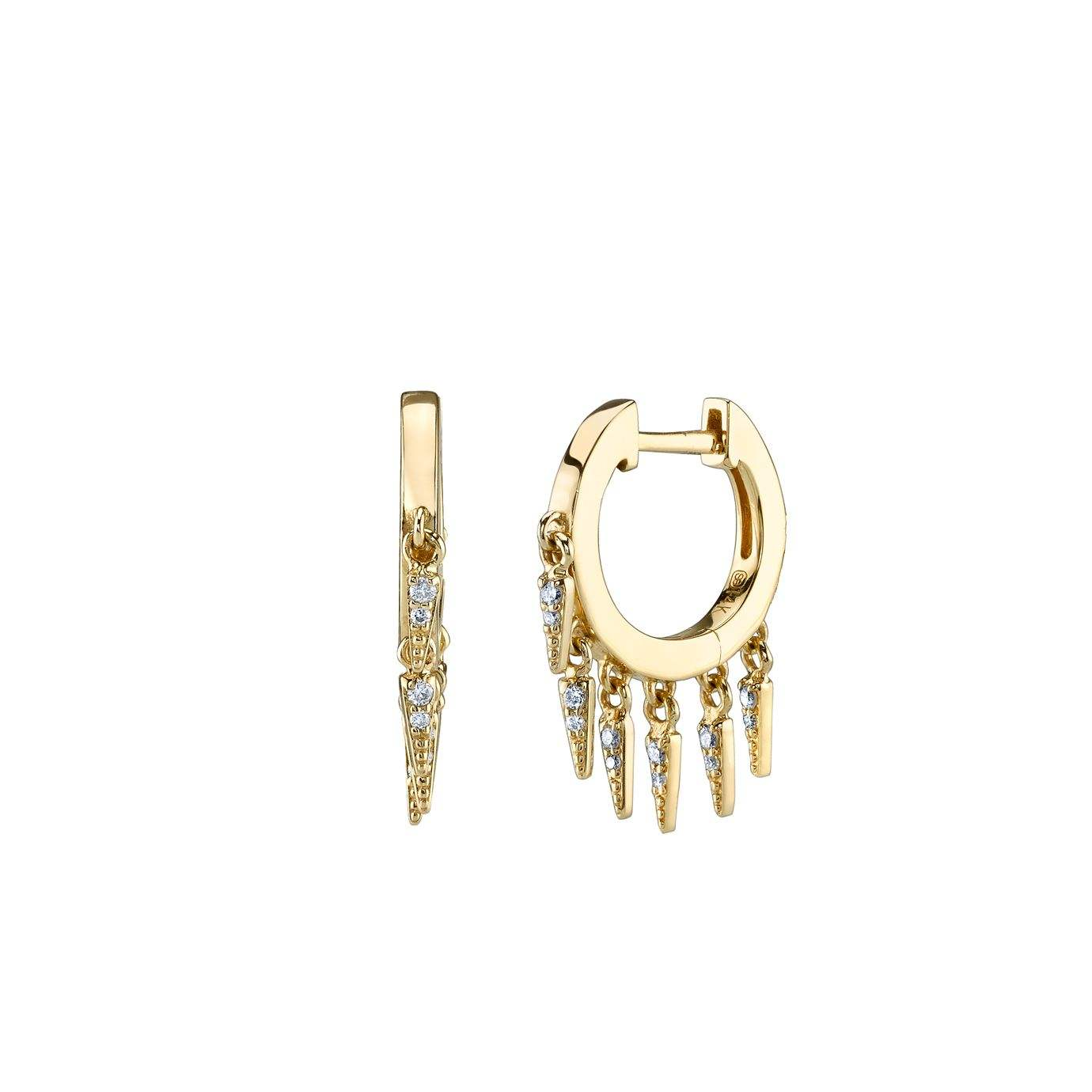 Cubic Zirconia Spike Charm Earring Gold Plated Charm Stud Earring