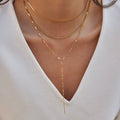 Triple Layer Y Necklace Gold Plated and Stainless Steel