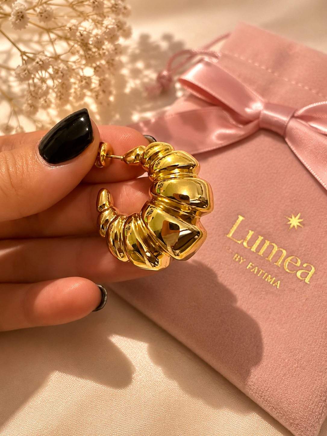 18K Gold Plated Stainless Steel Croissant Earrings