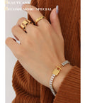 Stainless Steel Gold Lock Chain Bracelet