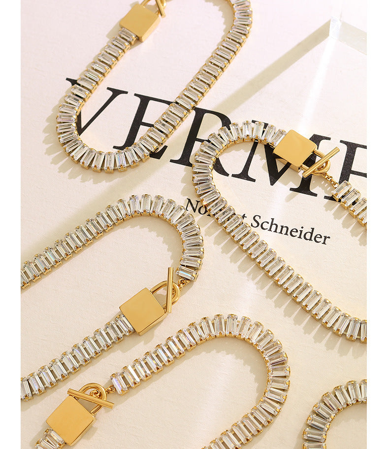 Stainless Steel Gold Lock Chain Bracelet
