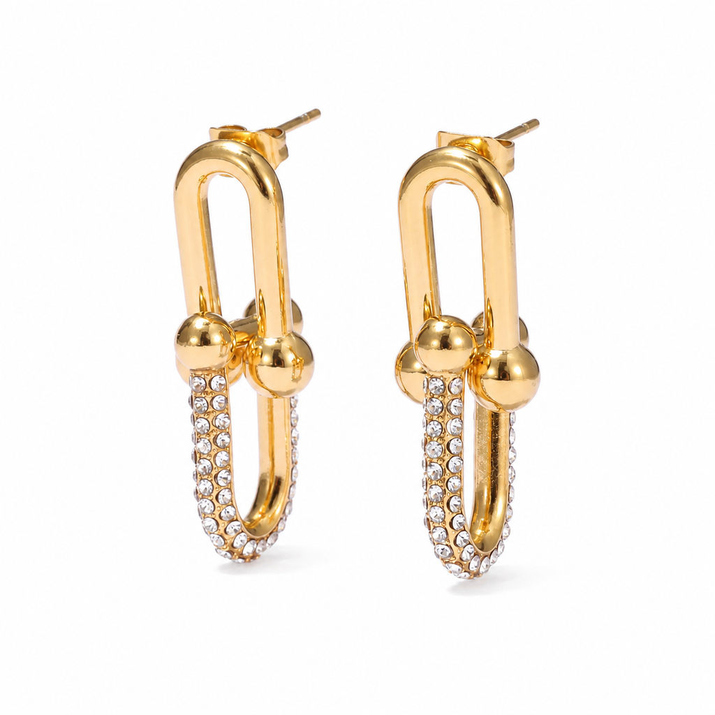 18K Gold Plated and Stainless Steel Zircon Earring