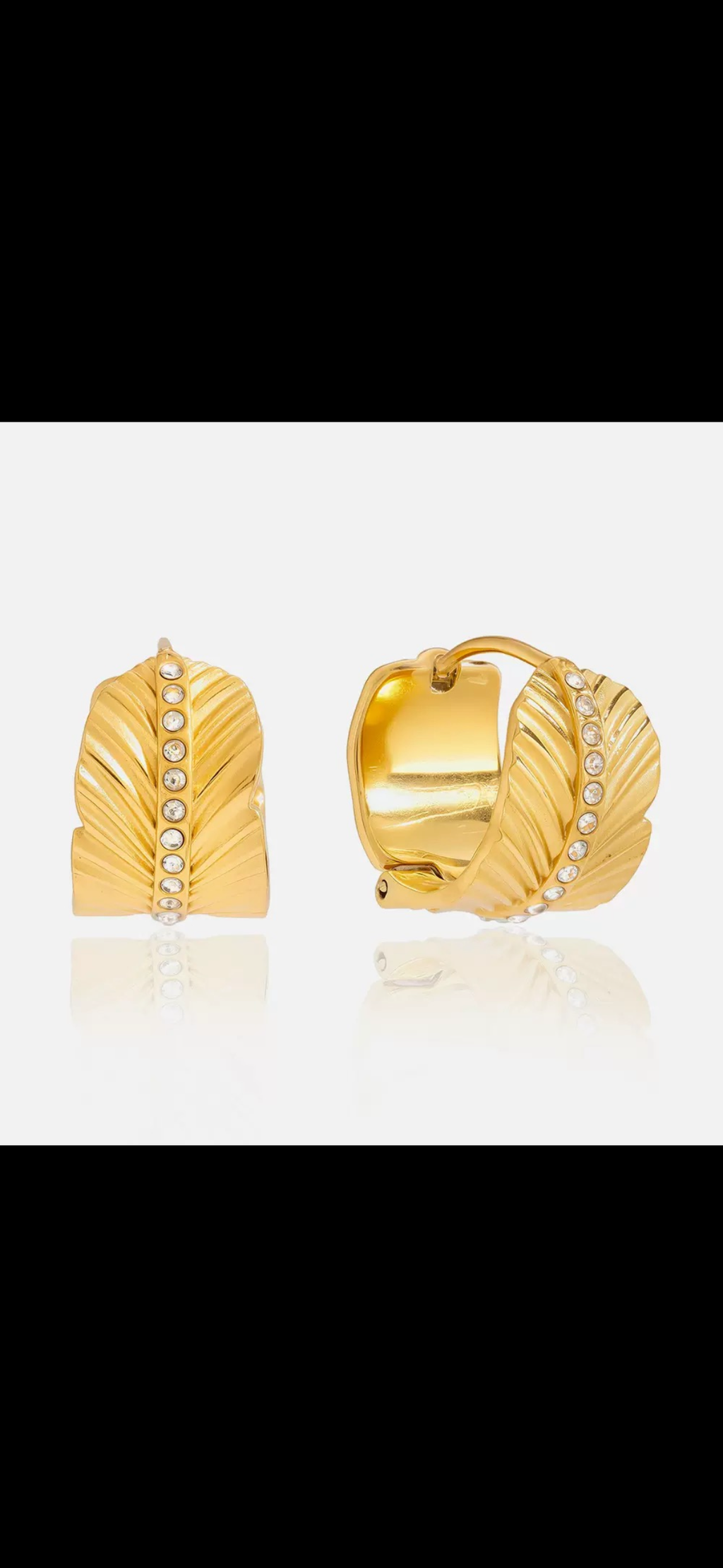 Stainless Steel Gold Plated Waterproof Zircon Hoop Earring