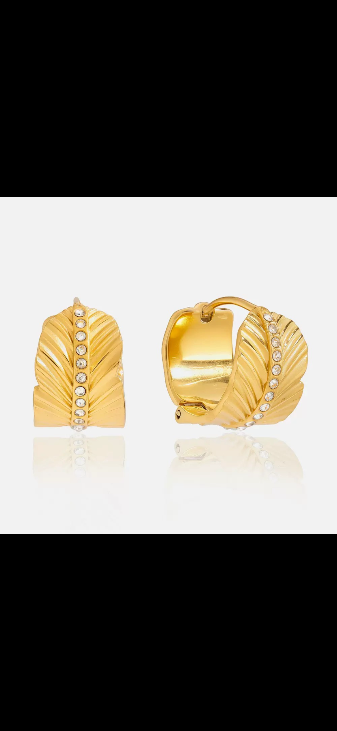 Stainless Steel Gold Plated Waterproof Zircon Hoop Earring