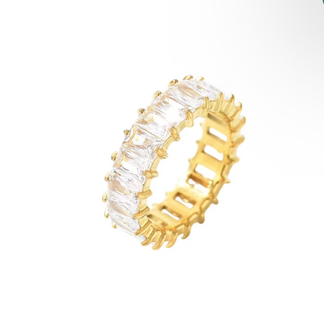 Gold Plated Stainless Steel Luxury Diamond Ring