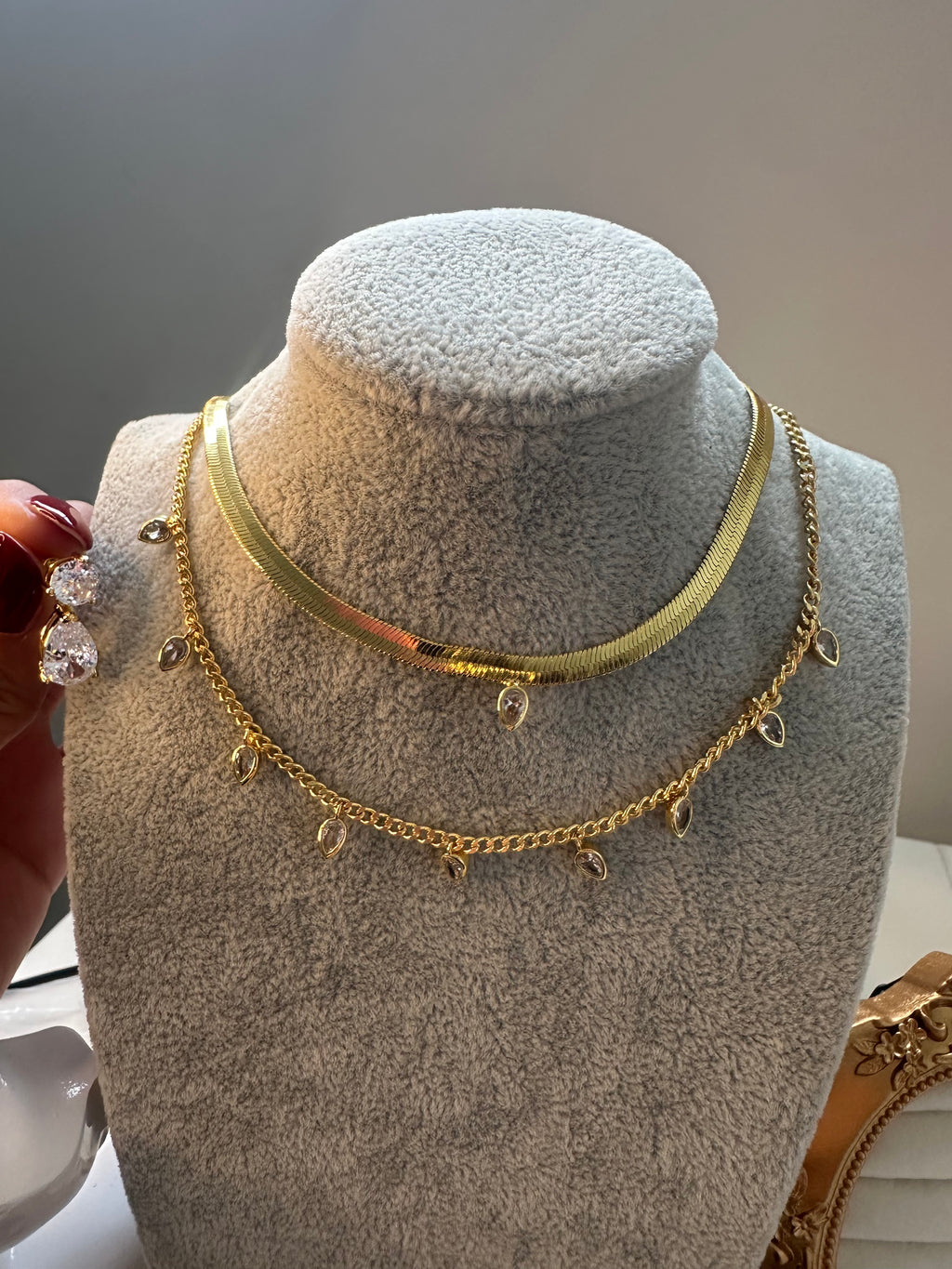 Gold Plated Geometric CZ Charm Cuban Chain Fashion Jewelry