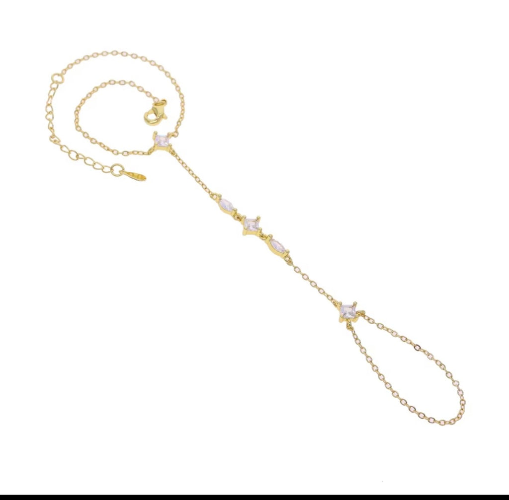 18K Gold Plated Sparking Bling 5A CZ Women Hand Chain Bracelet