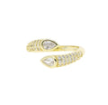 Sparking Bling Silver Gold Plated Trendy Fine Women Jewelry 5A White CZ Diamond Tear Drop Ring