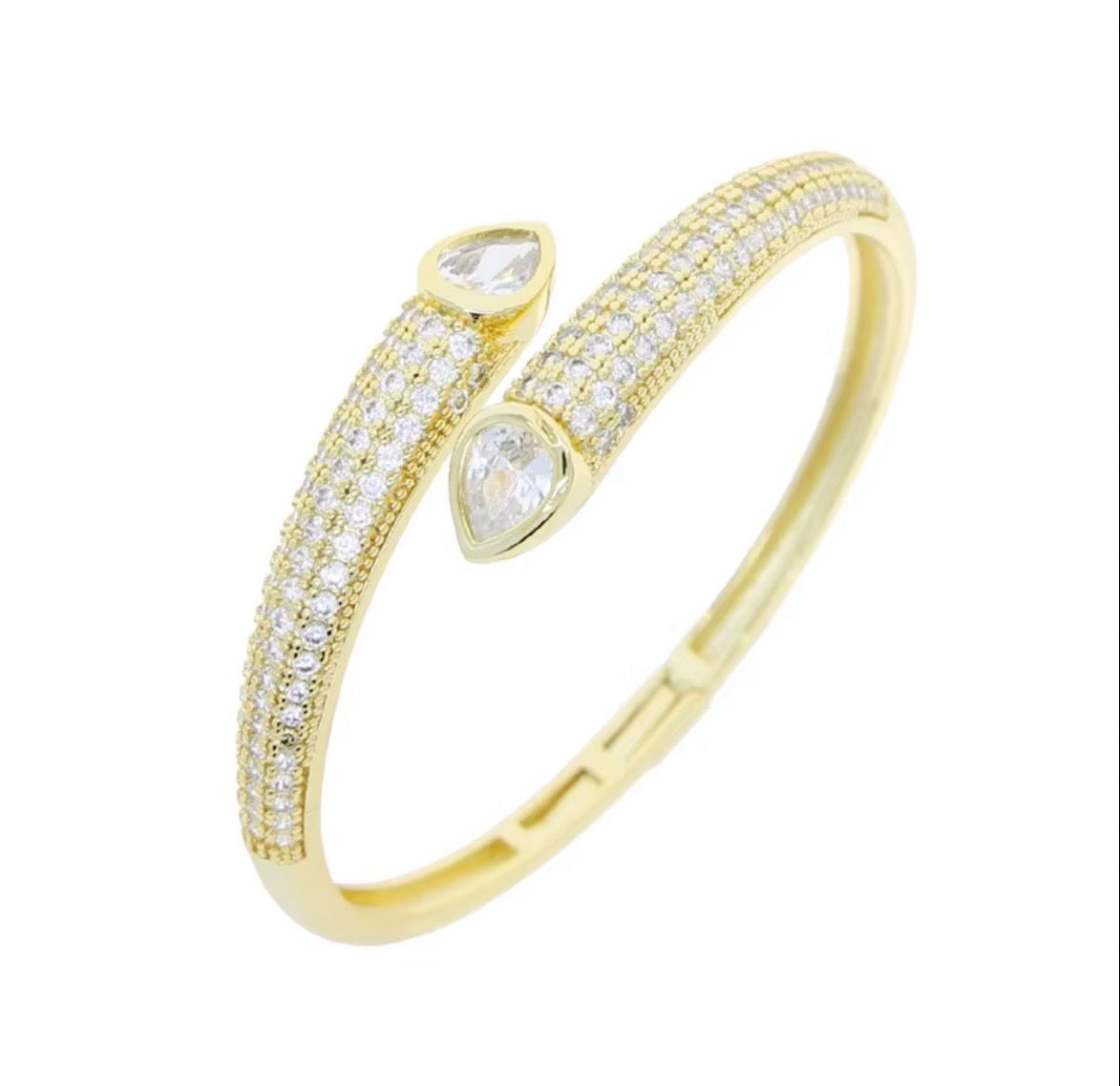 Sparking Bling Silver Gold Plated Trendy Fine Jewelry 5A White CZ Diamond Tear Drop Bracelet