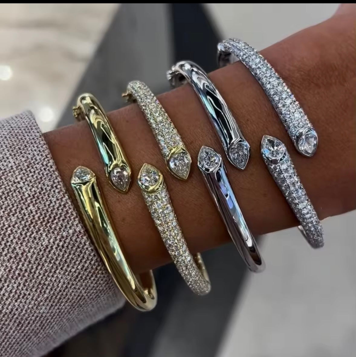 Sparking Bling Silver Gold Plated Trendy Fine Jewelry 5A White CZ Diamond Tear Drop Bracelet