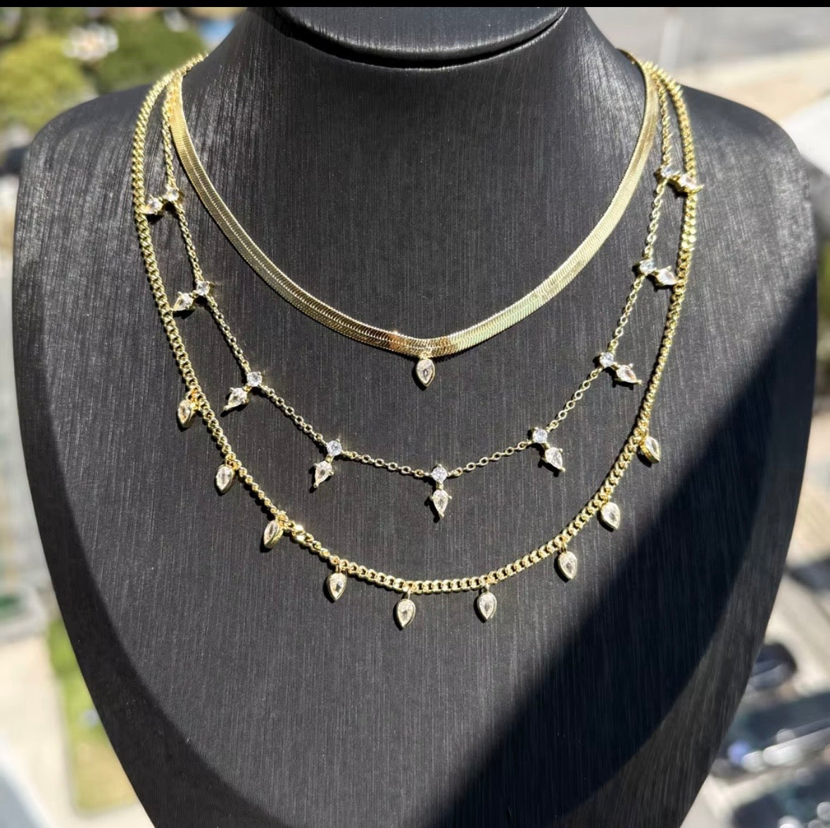 Gold Plated Geometric CZ Charm Cuban Chain Fashion Jewelry