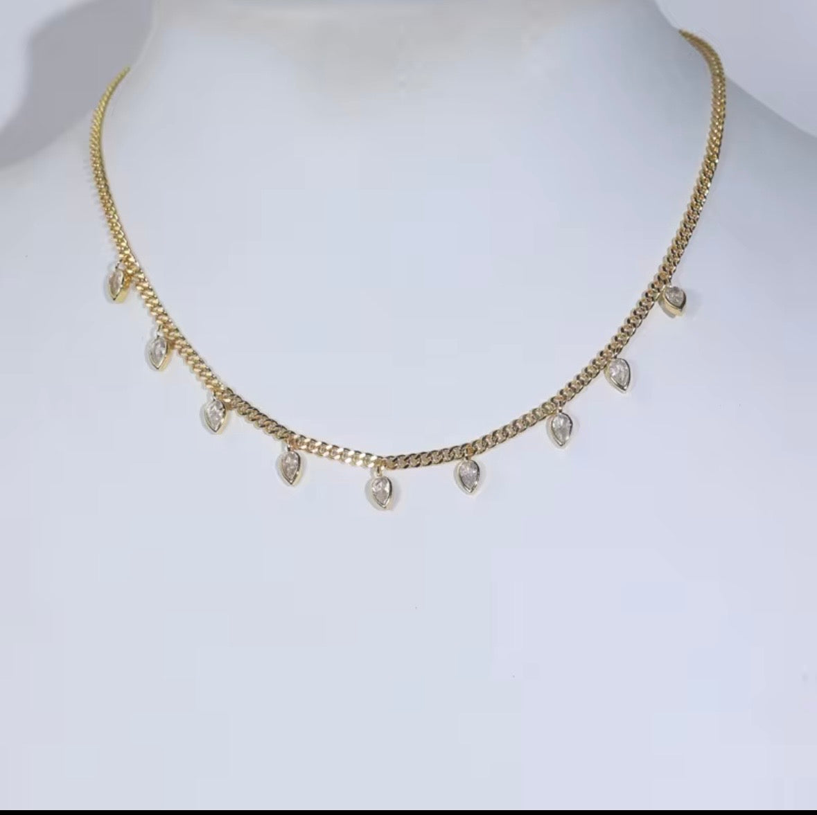 Gold Plated Geometric CZ Charm Cuban Chain Fashion Jewelry