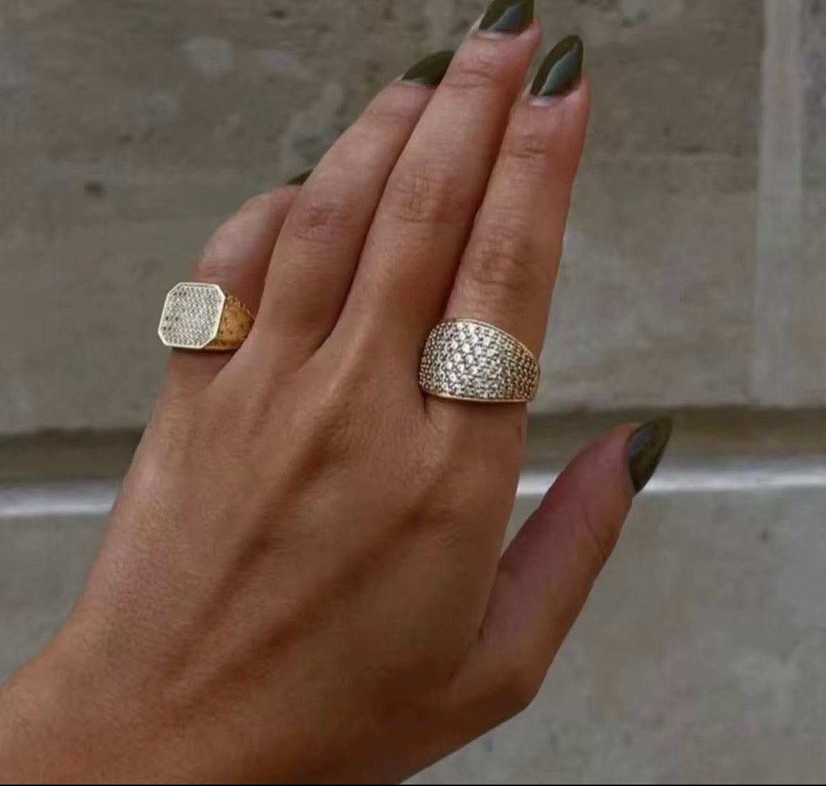 Geometric Square Shaped Micro Paved 5A Cubic Zirconia Classic Simple Small Pinky Finger Ring
