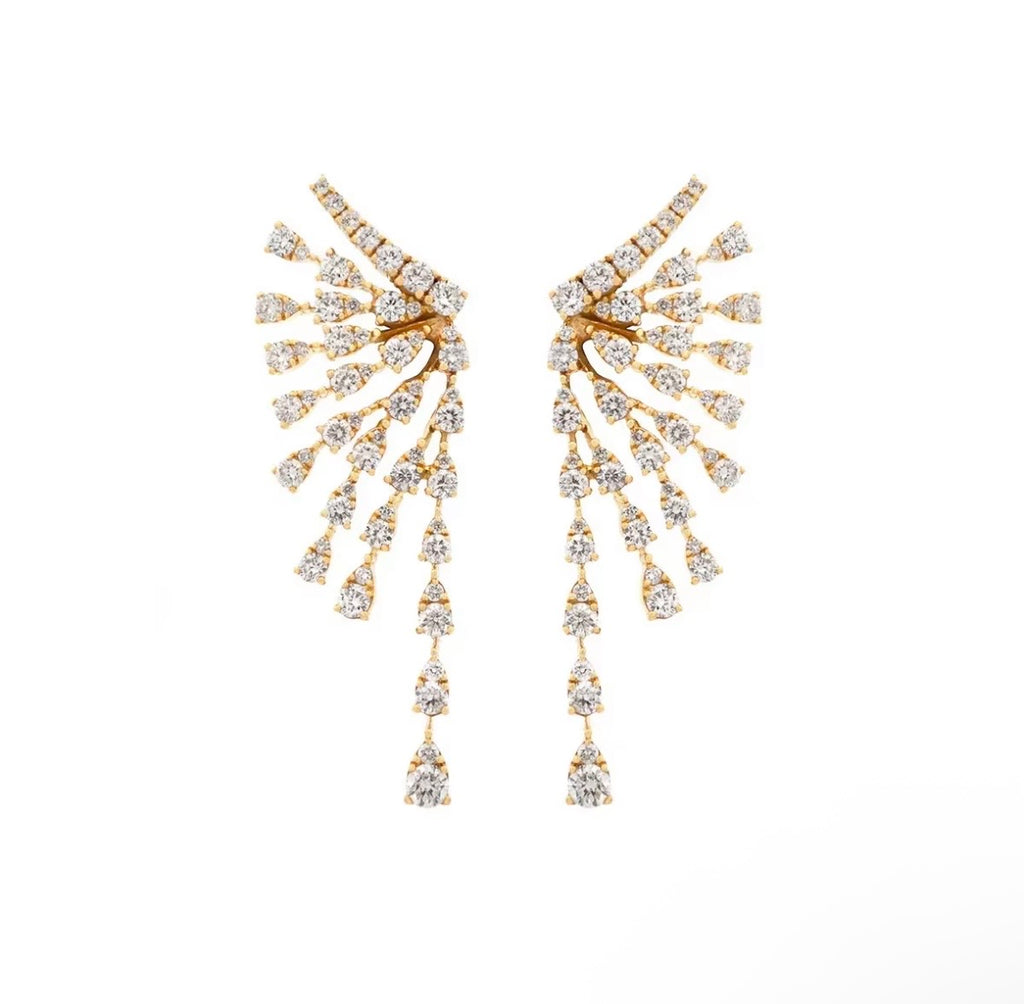 Sparking Bling Fashion Jewelry Micro Pave 5A CZ Long Tassel Dangle Stud Earring