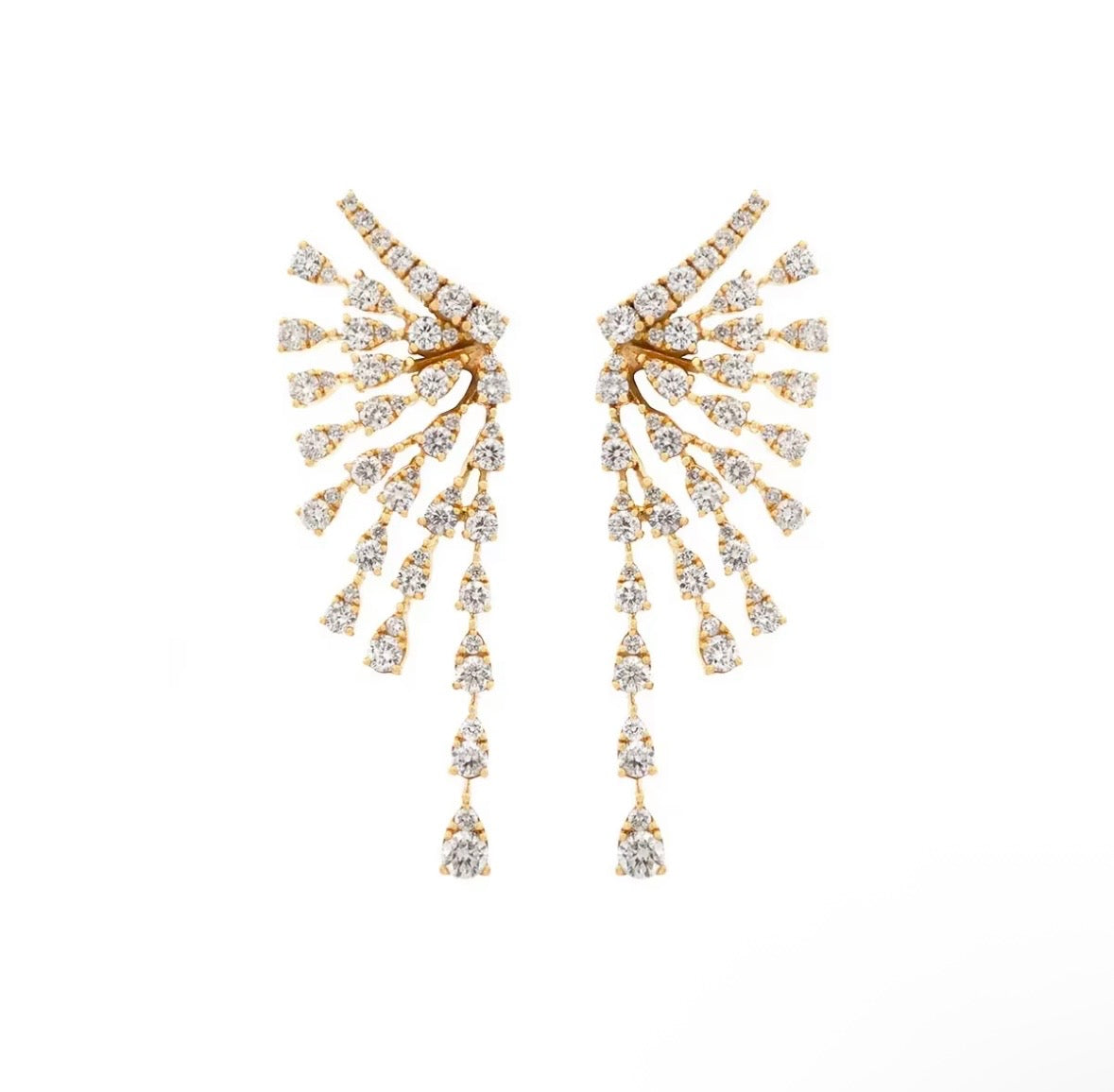 Sparking Bling Fashion Jewelry Micro Pave 5A CZ Long Tassel Dangle Stud Earring