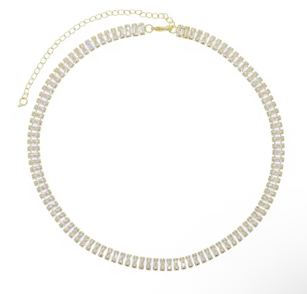 Iced Out Bling 5A Cubic Zirconia Rectangle CZ Tennis Chain Necklace Fashion Jewelry