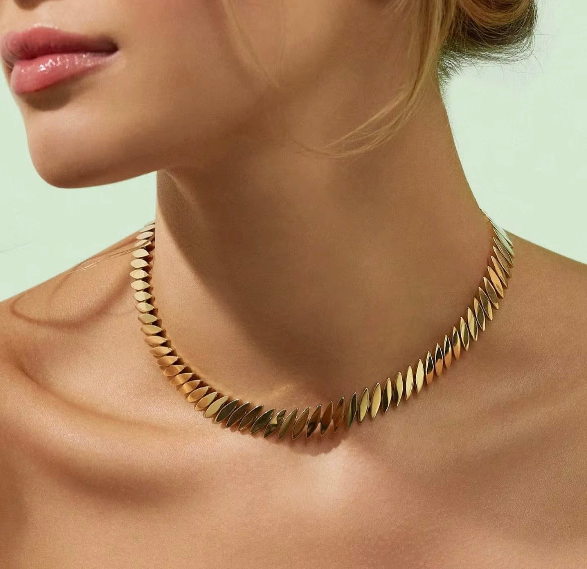 18K Gold Plated Cool Punk Styles High Polished Horse Eye Necklace Fashion Jewelry