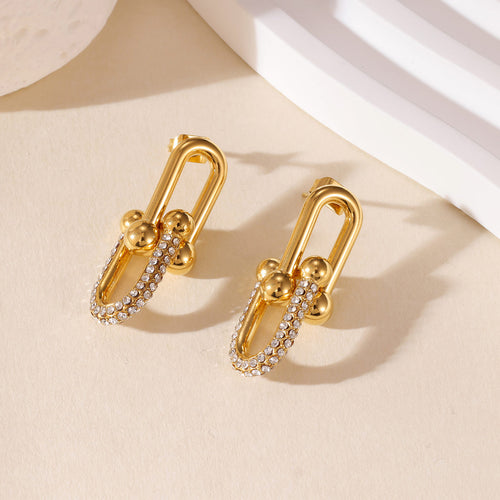 18K Gold Plated and Stainless Steel Zircon Earring