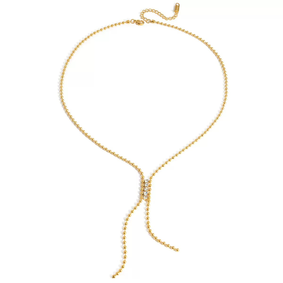 18K Gold Plated and Stainless Steel White Zirconia With Crystal Tassel pendant